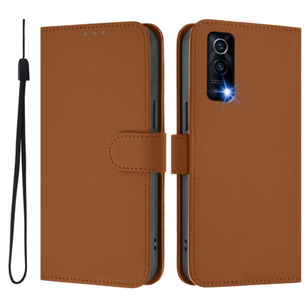 Skin Feel Solid Color Leather Phone Case with Lanyard, For vivo Y72 5G / iQOO Z3 / Y52 5G