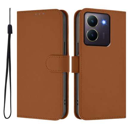 Skin Feel Solid Color Leather Phone Case with Lanyard, For vivo Y36 5G Global / Y36 4G Global