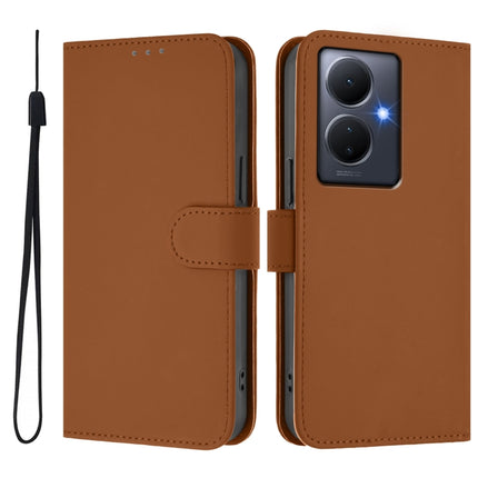Skin Feel Solid Color Leather Phone Case with Lanyard, For vivo Y78 5G Global / V29 Lite