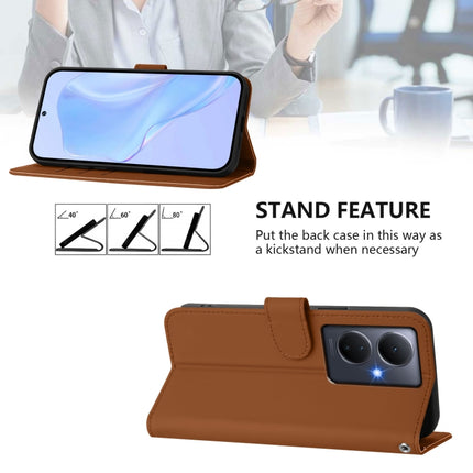 Skin Feel Solid Color Leather Phone Case with Lanyard, For vivo Y78 5G Global / V29 Lite