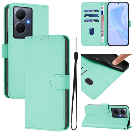Skin Feel Solid Color Leather Phone Case with Lanyard, For vivo Y78 5G Global / V29 Lite