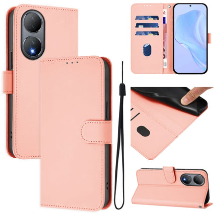 Skin Feel Solid Color Leather Phone Case with Lanyard, For vivo Y100 5G Global