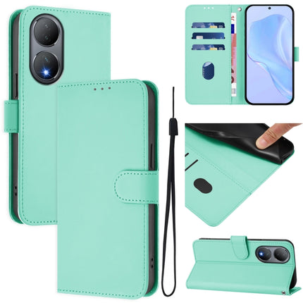 Skin Feel Solid Color Leather Phone Case with Lanyard, For vivo Y100 5G Global