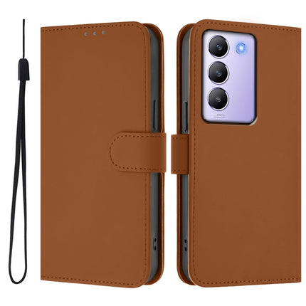 Skin Feel Solid Color Leather Phone Case with Lanyard, For vivo Y100 5G IDN / V40 SE 5G