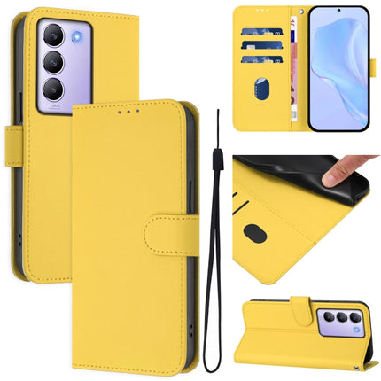 Skin Feel Solid Color Leather Phone Case with Lanyard, For vivo Y100 5G IDN / V40 SE 5G