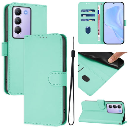 Skin Feel Solid Color Leather Phone Case with Lanyard, For vivo Y100 5G IDN / V40 SE 5G