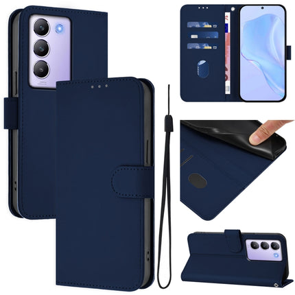Skin Feel Solid Color Leather Phone Case with Lanyard, For vivo Y100 5G IDN / V40 SE 5G