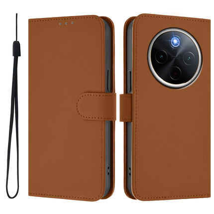 Skin Feel Solid Color Leather Phone Case with Lanyard, For vivo Y300 Pro