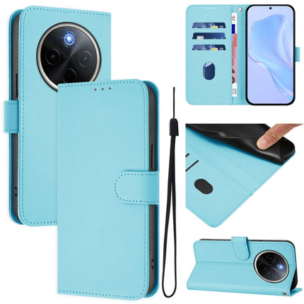 Skin Feel Solid Color Leather Phone Case with Lanyard, For vivo Y300 Pro