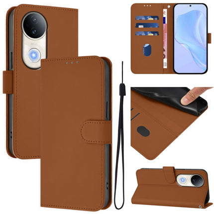 Skin Feel Solid Color Leather Phone Case with Lanyard, For vivo S20