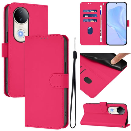 Skin Feel Solid Color Leather Phone Case with Lanyard, For vivo S20