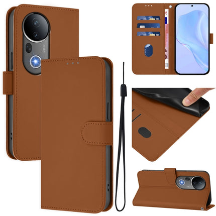 Skin Feel Solid Color Leather Phone Case with Lanyard, For vivo S20 Pro