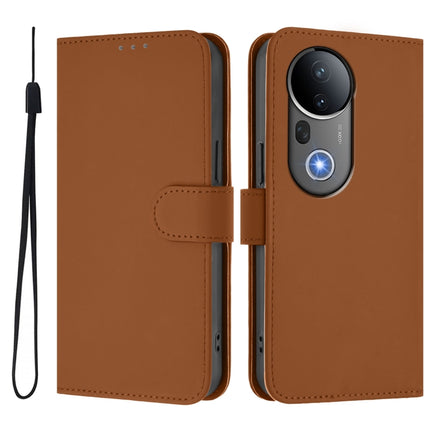 Skin Feel Solid Color Leather Phone Case with Lanyard, For vivo S20 Pro