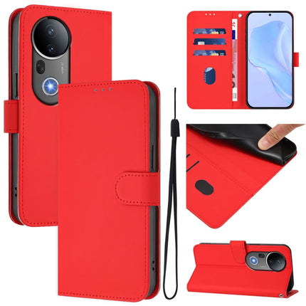 Skin Feel Solid Color Leather Phone Case with Lanyard, For vivo S20 Pro