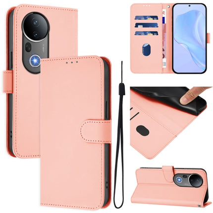Skin Feel Solid Color Leather Phone Case with Lanyard, For vivo S20 Pro