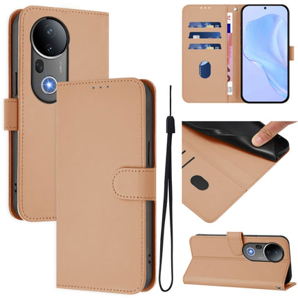 Skin Feel Solid Color Leather Phone Case with Lanyard, For vivo S20 Pro