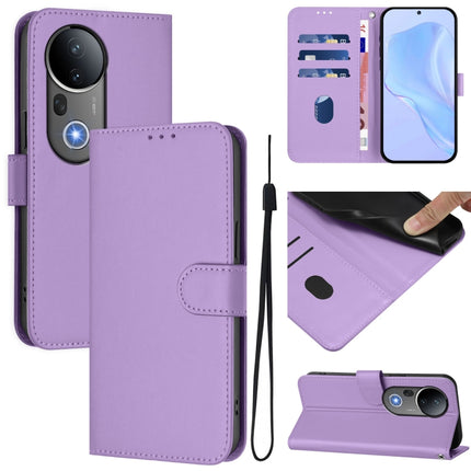 Skin Feel Solid Color Leather Phone Case with Lanyard, For vivo S20 Pro