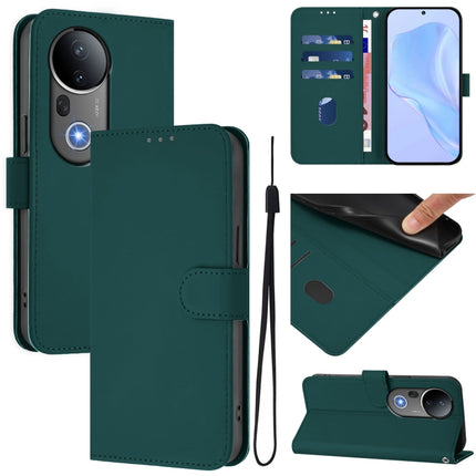 Skin Feel Solid Color Leather Phone Case with Lanyard, For vivo S20 Pro