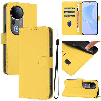 Skin Feel Solid Color Leather Phone Case with Lanyard, For vivo S20 Pro