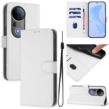 Skin Feel Solid Color Leather Phone Case with Lanyard, For vivo S20 Pro