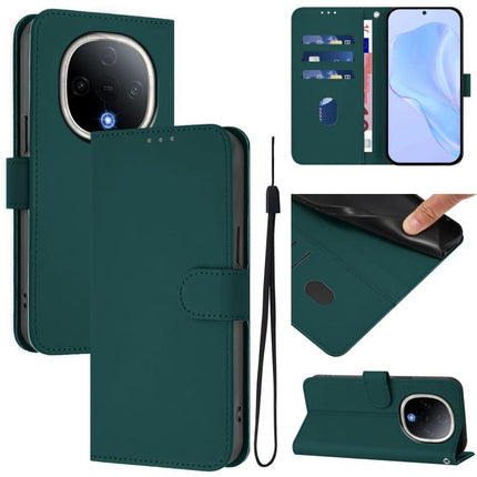 Skin Feel Solid Color Leather Phone Case with Lanyard, For vivo Y300