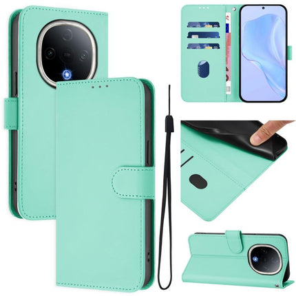 Skin Feel Solid Color Leather Phone Case with Lanyard, For vivo Y300