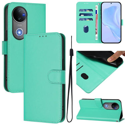 Skin Feel Solid Color Leather Phone Case with Lanyard, For vivo V50 Global