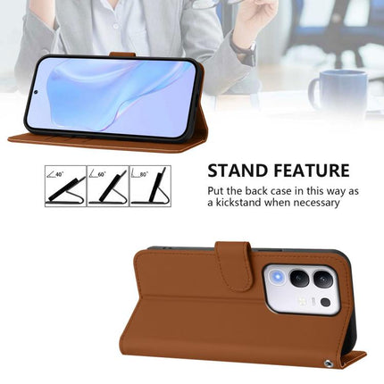 Skin Feel Solid Color Leather Phone Case with Lanyard, For vivo Y29 4G Global