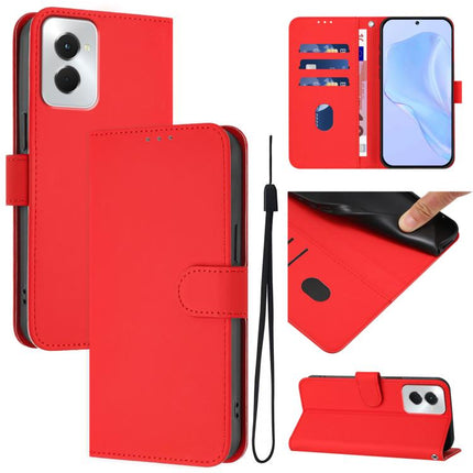 Skin Feel Solid Color Leather Phone Case with Lanyard, For vivo Y29S 5G / Y04 4G Global
