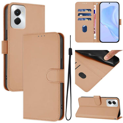Skin Feel Solid Color Leather Phone Case with Lanyard, For vivo Y29S 5G / Y04 4G Global