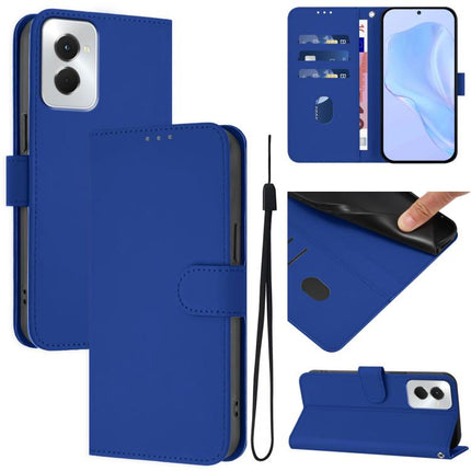 Skin Feel Solid Color Leather Phone Case with Lanyard, For vivo Y29S 5G / Y04 4G Global