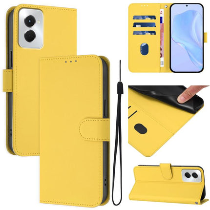 Skin Feel Solid Color Leather Phone Case with Lanyard, For vivo Y29S 5G / Y04 4G Global