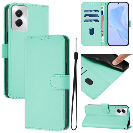 Skin Feel Solid Color Leather Phone Case with Lanyard, For vivo Y29S 5G / Y04 4G Global