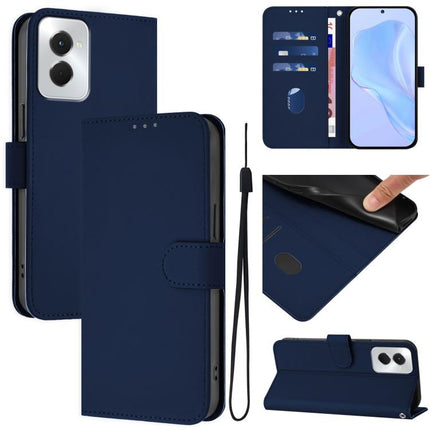 Skin Feel Solid Color Leather Phone Case with Lanyard, For vivo Y29S 5G / Y04 4G Global