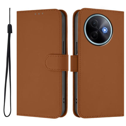 Skin Feel Solid Color Leather Phone Case with Lanyard, For vivo Y39 5G Global