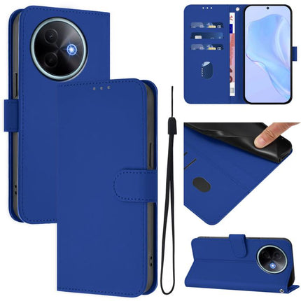 Skin Feel Solid Color Leather Phone Case with Lanyard, For vivo Y39 5G Global