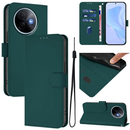 Skin Feel Solid Color Leather Phone Case with Lanyard, For vivo Y39 5G Global