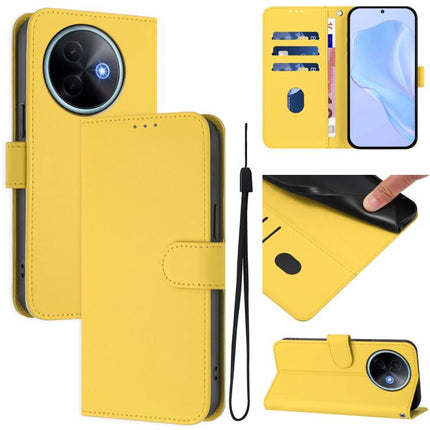 Skin Feel Solid Color Leather Phone Case with Lanyard, For vivo Y39 5G Global