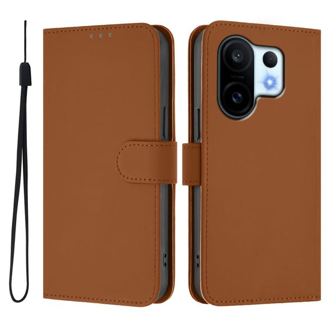 Skin Feel Solid Color Leather Phone Case with Lanyard, For vivo S30 Pro mini