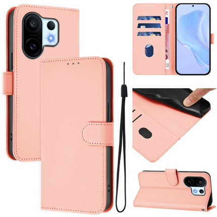 Skin Feel Solid Color Leather Phone Case with Lanyard, For vivo S30 Pro mini