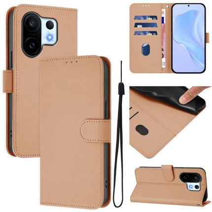Skin Feel Solid Color Leather Phone Case with Lanyard, For vivo S30 Pro mini