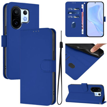 Skin Feel Solid Color Leather Phone Case with Lanyard, For vivo S30 Pro mini