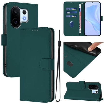 Skin Feel Solid Color Leather Phone Case with Lanyard, For vivo S30 Pro mini