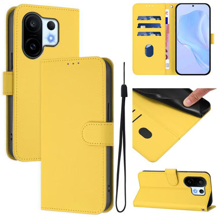 Skin Feel Solid Color Leather Phone Case with Lanyard, For vivo S30 Pro mini