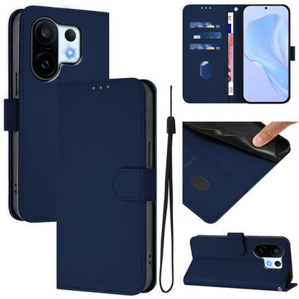 Skin Feel Solid Color Leather Phone Case with Lanyard, For vivo S30 Pro mini