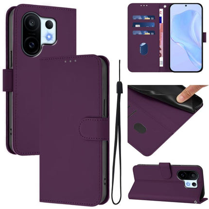 Skin Feel Solid Color Leather Phone Case with Lanyard, For vivo S30 Pro mini