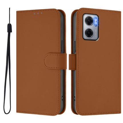 Skin Feel Solid Color Leather Phone Case with Lanyard, For Redmi 10 5G / Note 11E 5G