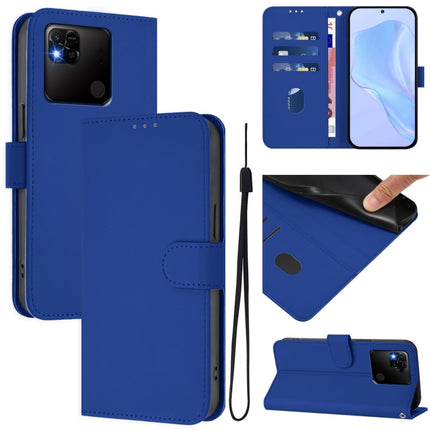 Skin Feel Solid Color Leather Phone Case with Lanyard, For Redmi 10A