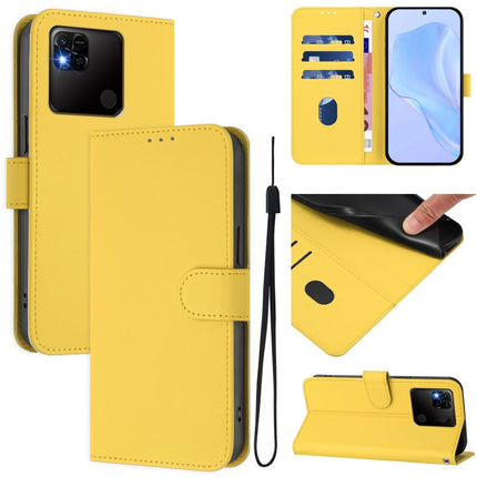 Skin Feel Solid Color Leather Phone Case with Lanyard, For Redmi 10A