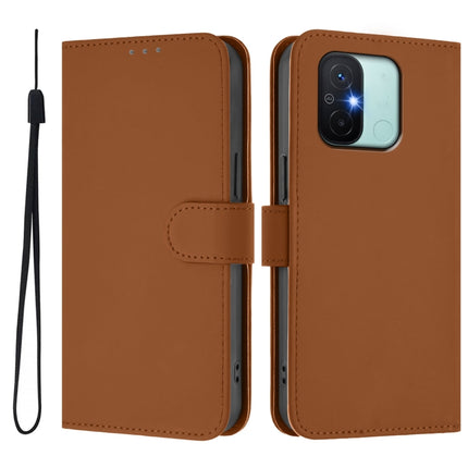 Skin Feel Solid Color Leather Phone Case with Lanyard, For Redmi 12C / 11A